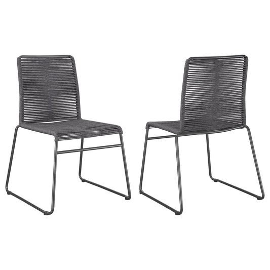 Jerome Woven Rope Stackable Side Chair Charcoal (Set of 2)