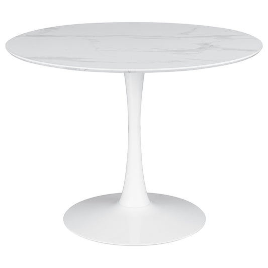 Arkell Round 40-inch Faux Marble Top Dining Table White