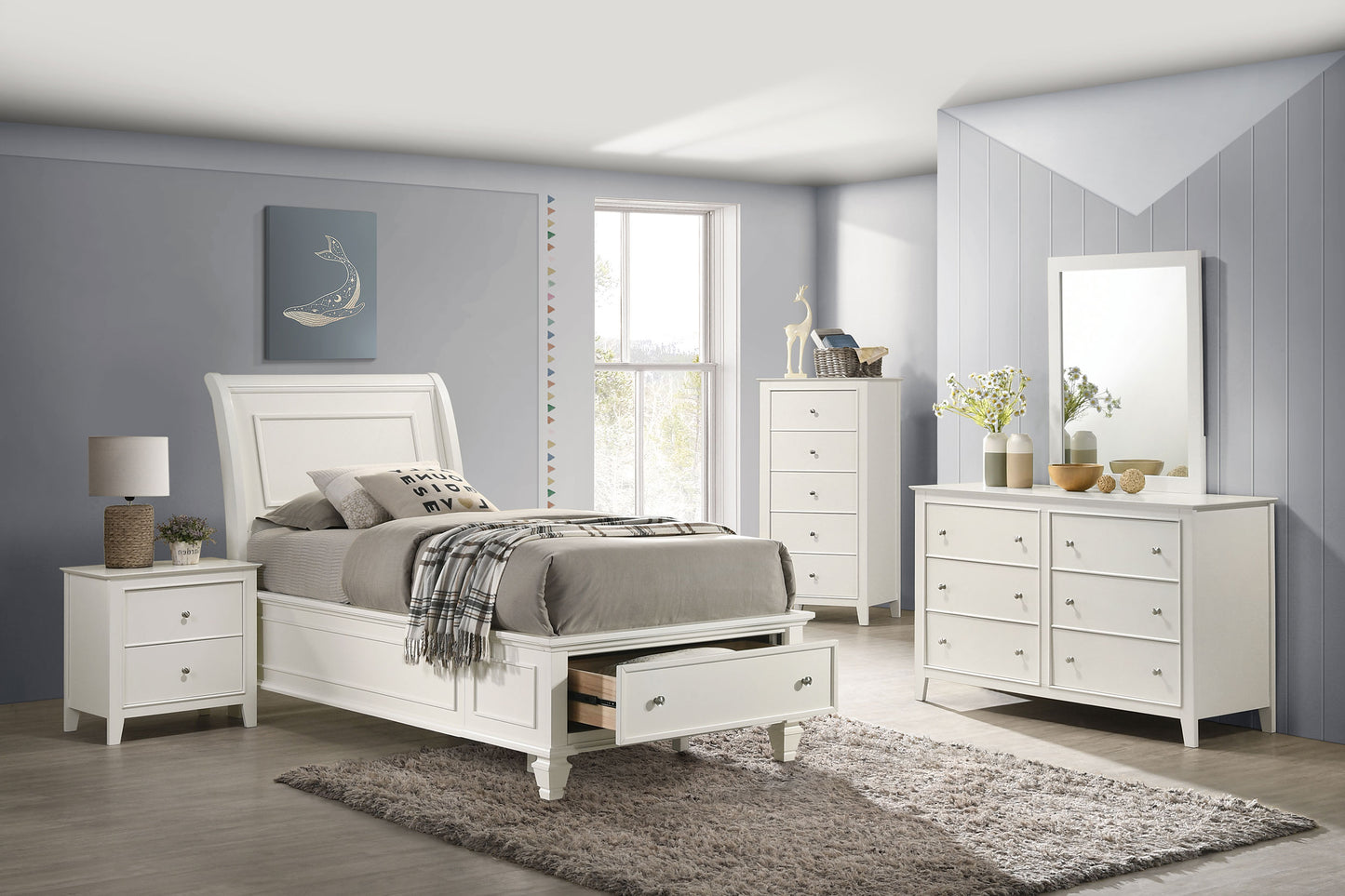 Selena 5-piece Twin Bedroom Set Cream White