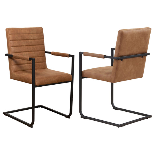 Nate Upholstered Dining Arm Chair Antique Brown (Set of 2)
