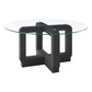 Acklin Round Clear Glass Top Coffee Table Black