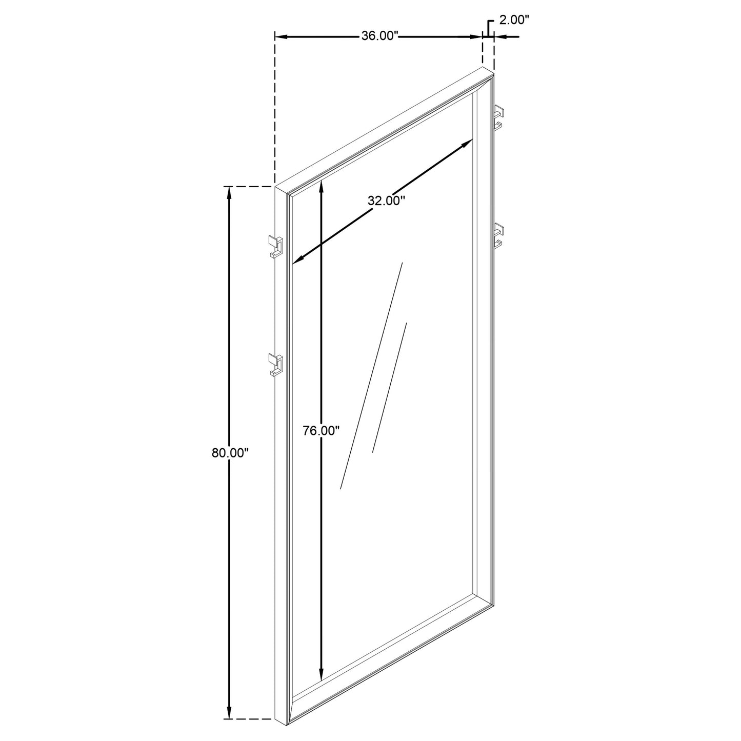 Durango Full Length Standing Floor Mirror Washed Oak