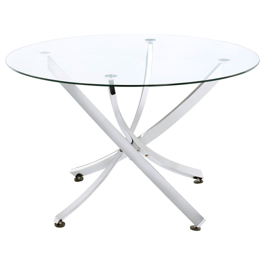 Beckham Round 46-inch Glass Top Dining Table Chrome