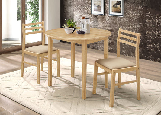 Bucknell 3-piece Round Drop Leaf Dining Table Set Natural
