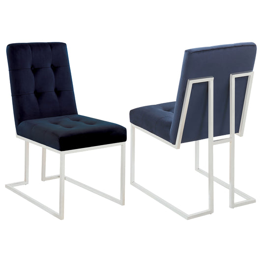 Cisco Velvet Upholstered Dining Side Chair Chrome (Set of 2)