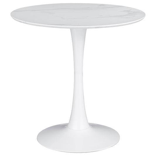 Arkell Round 30-inch Faux Marble Top Dining Table White