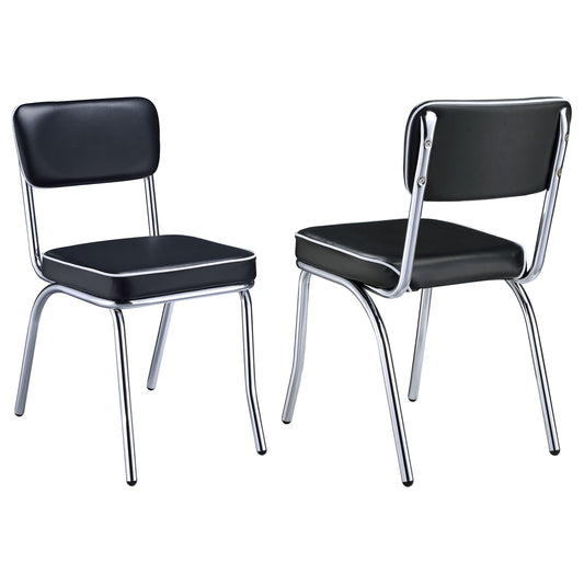 Retro Upholstered Dining Side Chair Black (Set of 2)