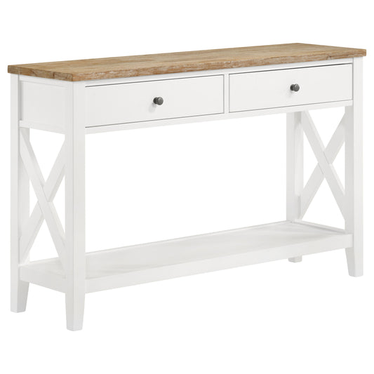 Hollis 2-drawer Wood Entryway Console Table Brown and White