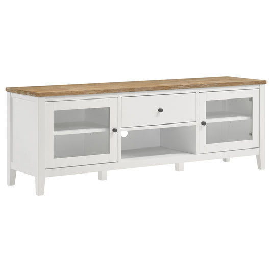 Hollis 2-door Wood 67" TV Stand with Drawer Brown and White